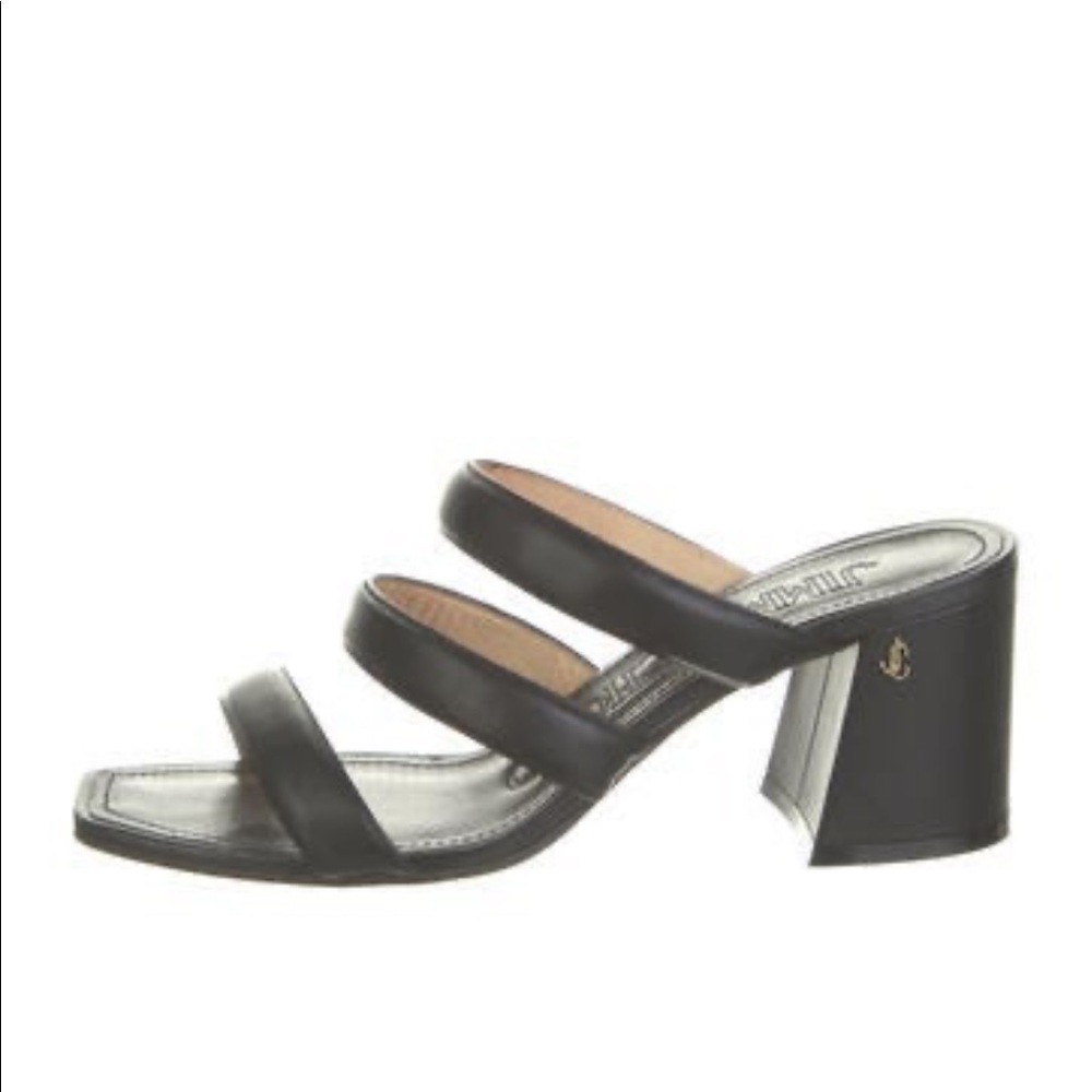 Jimmy Choo block heel leather women’s sandals slides 39.5 black multi strap